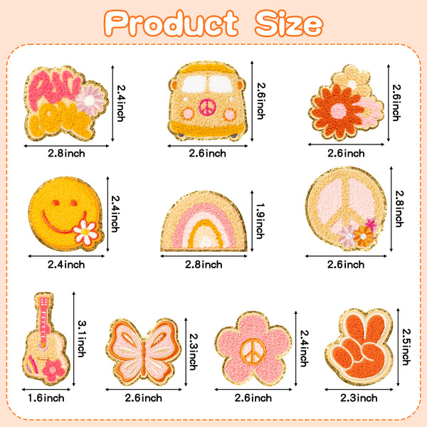 Flower Iron on Sticker Heat Transfer Patches 10 Pcs Appliques Decals for T-Shirt - Default Title